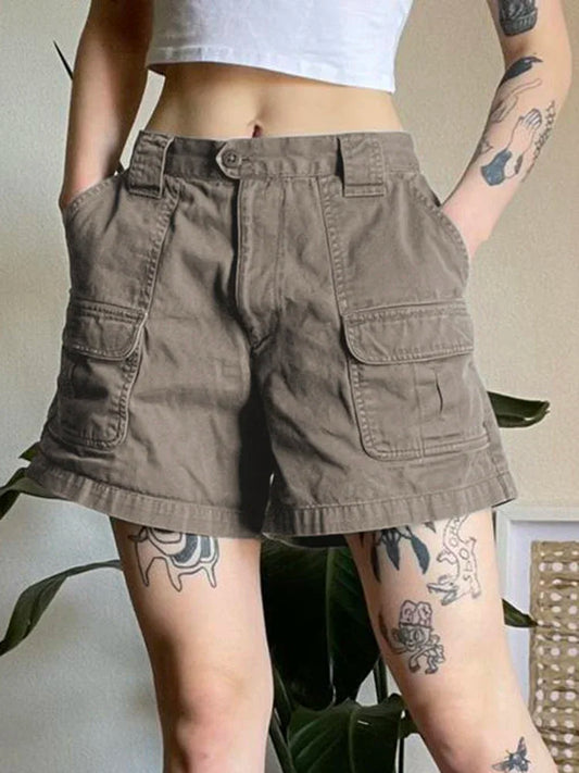 Pocket Patchwork Cargo Jean Shorts