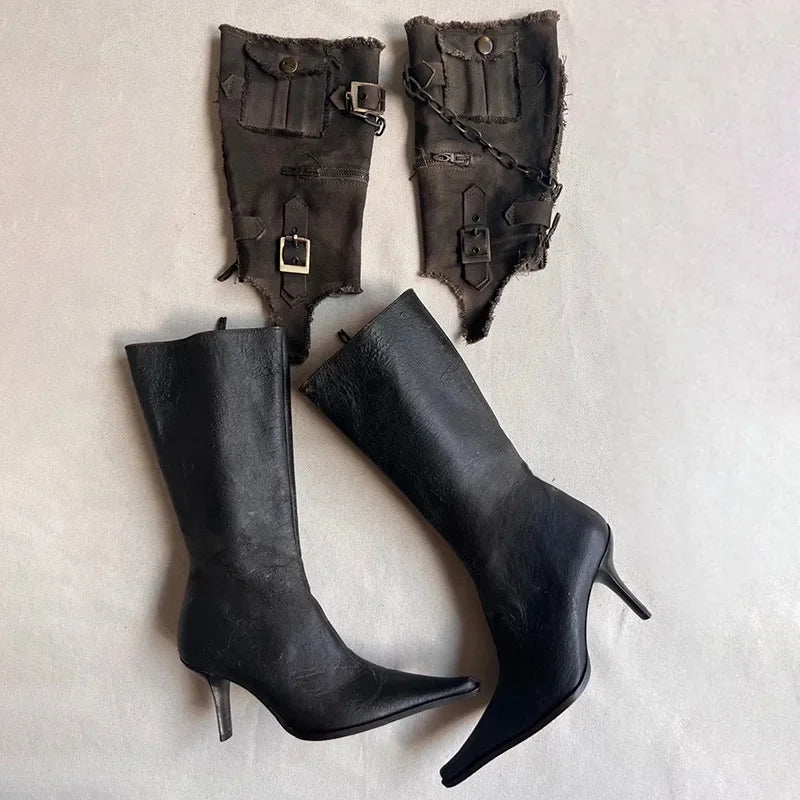 Pointed Belt Buckle Boot